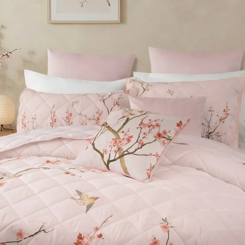 Bianca Evelyn Blush Bedspread Set: Super King