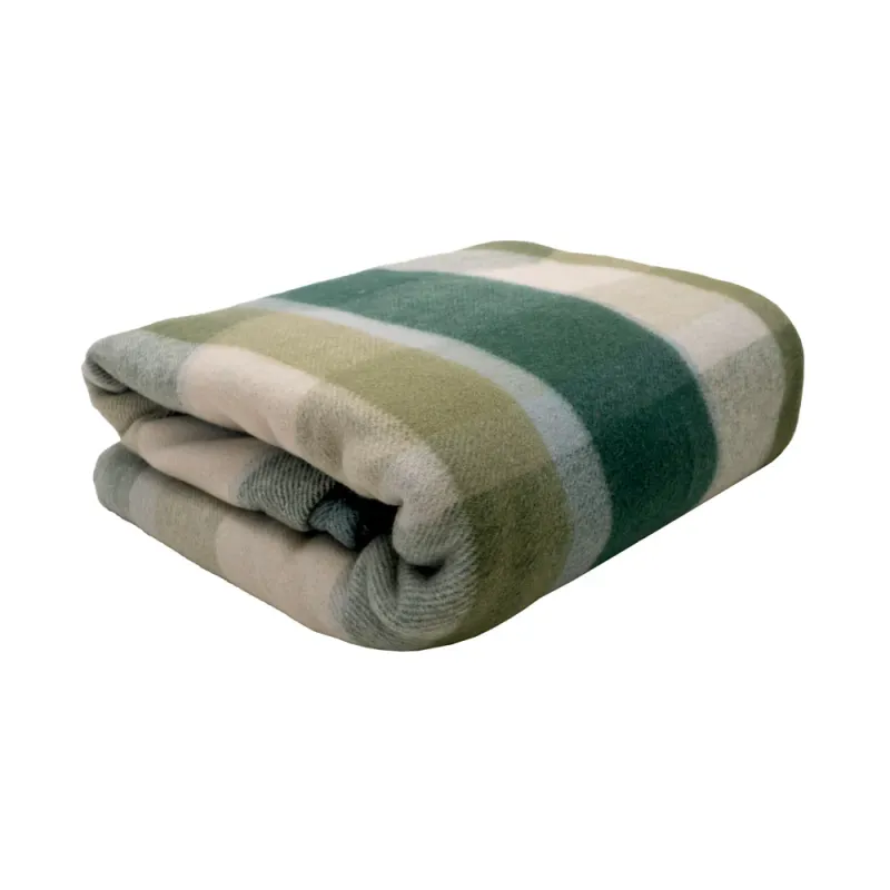 Bambury Nolan Wool Bamboo Blanket- Forest Check: Single