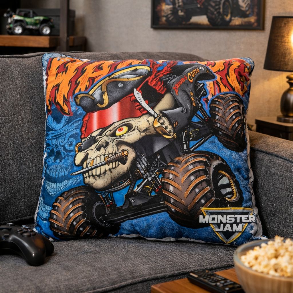 Monster Jam Pirate's Curse Print Filled Cushion