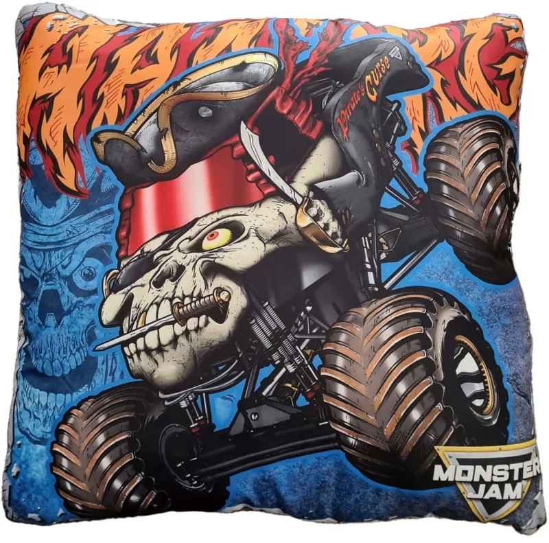 Monster Jam Pirate's Curse Print Filled Cushion