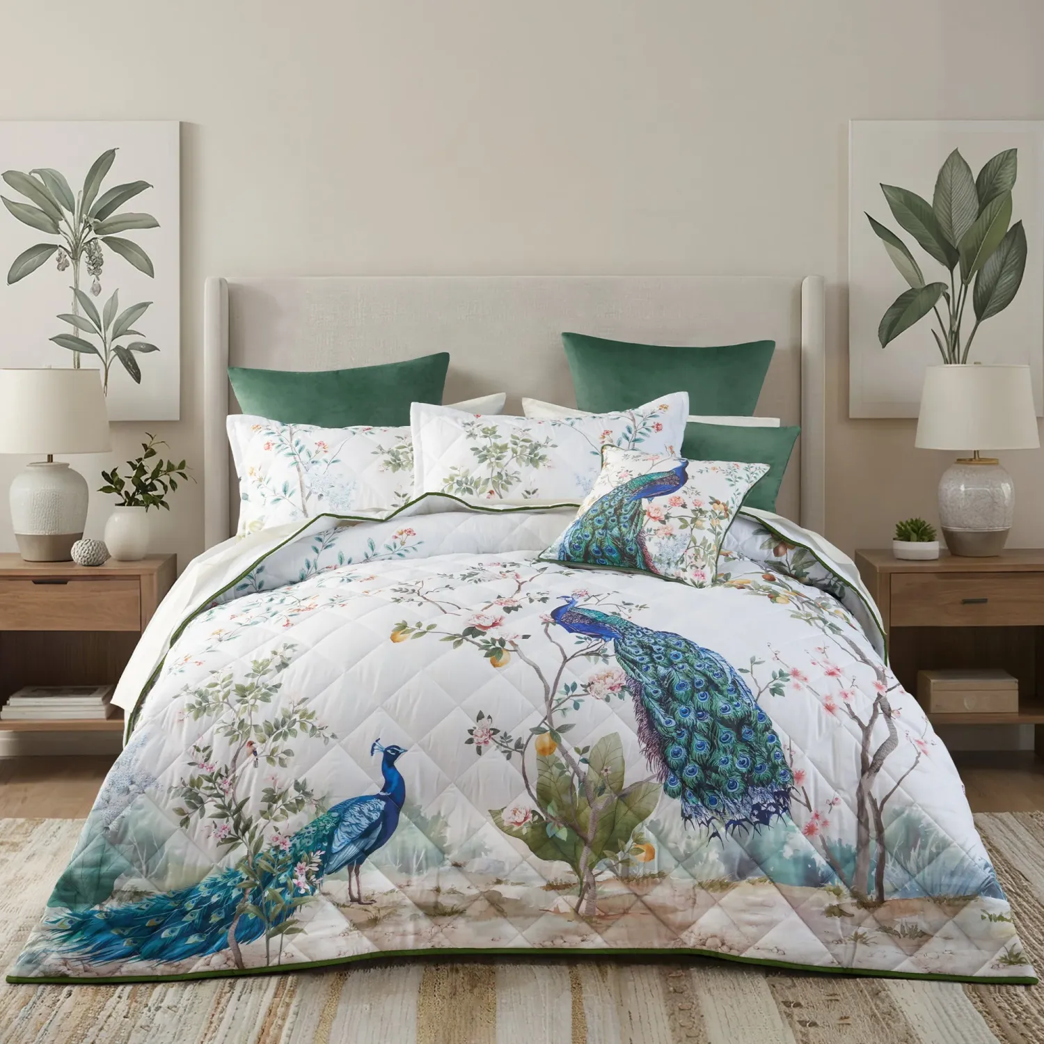 Bianca Priya Bedspread Set White: Super King