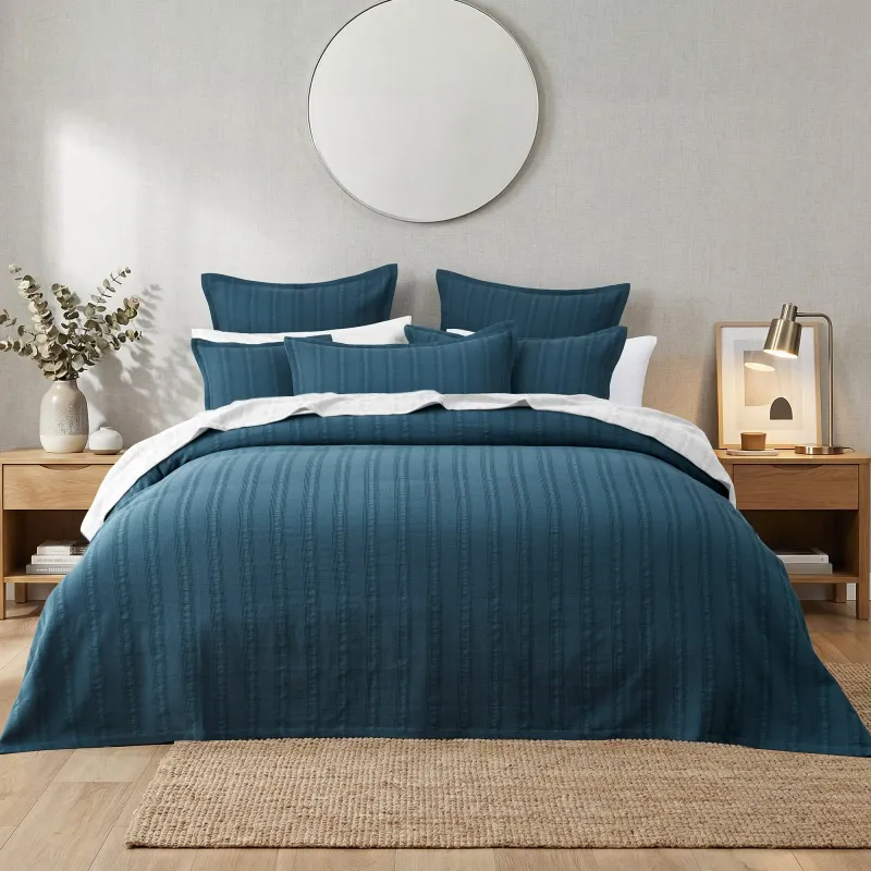 Bianca Ashcombe Bedspread Set – Blue: Queen
