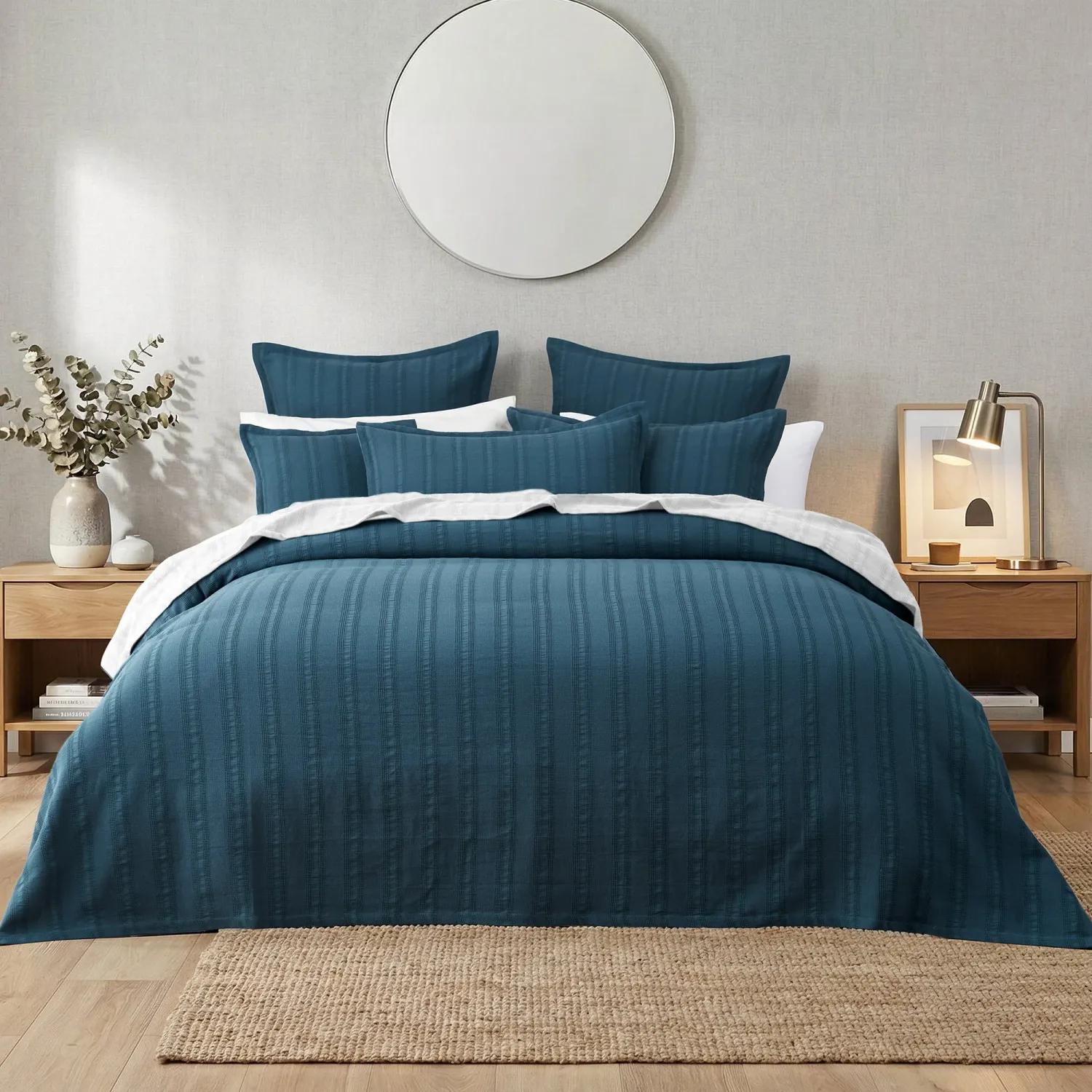 Bianca Ashcombe Bedspread Set – Blue: Super King