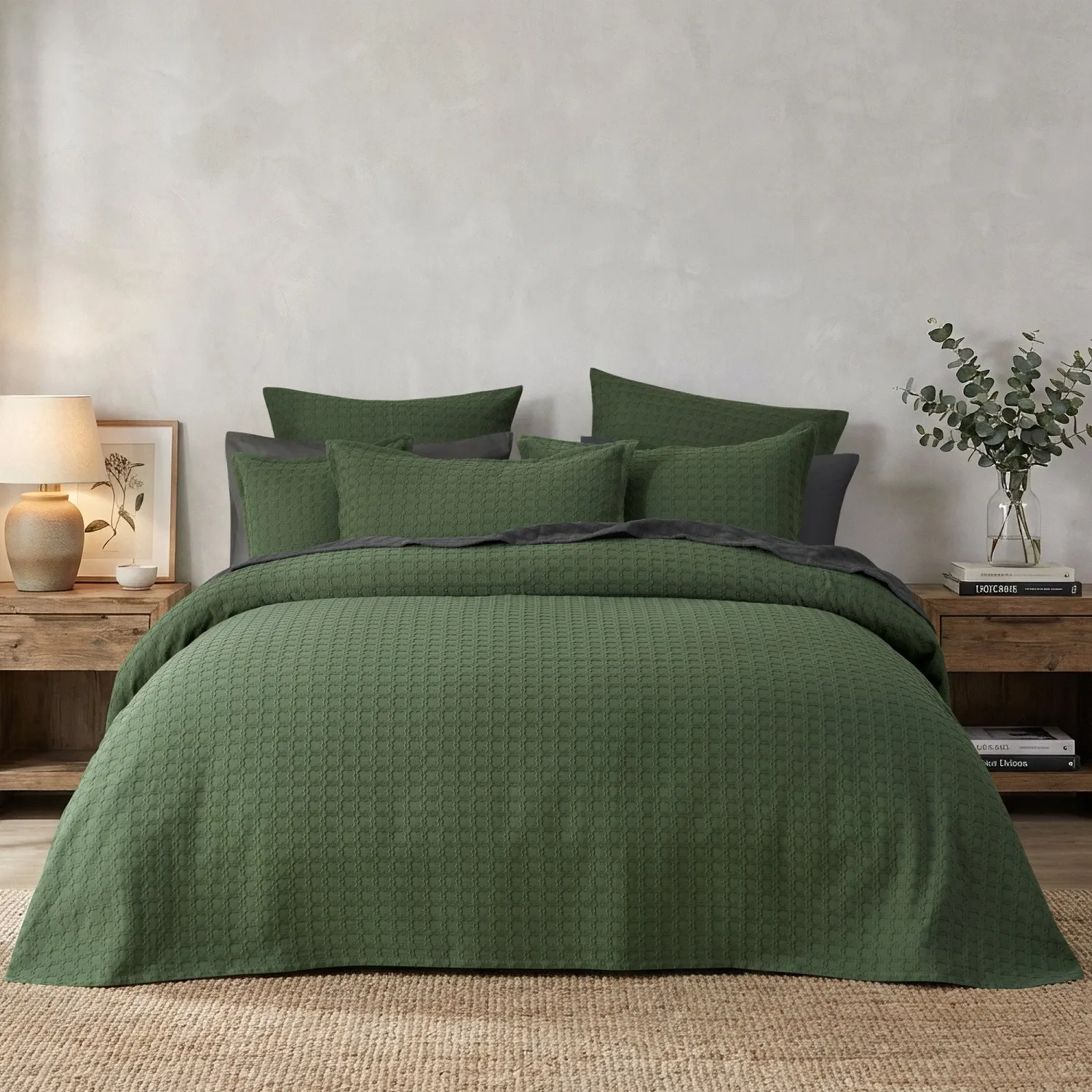 Bianca Mossbury Bedspread Set – Olive: Super King