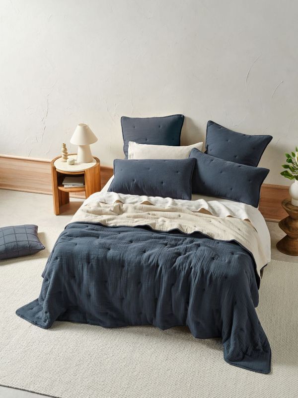 Linen House Somerset Navy Coverlet Set: Linen House Somerset Navy Coverlet Set: