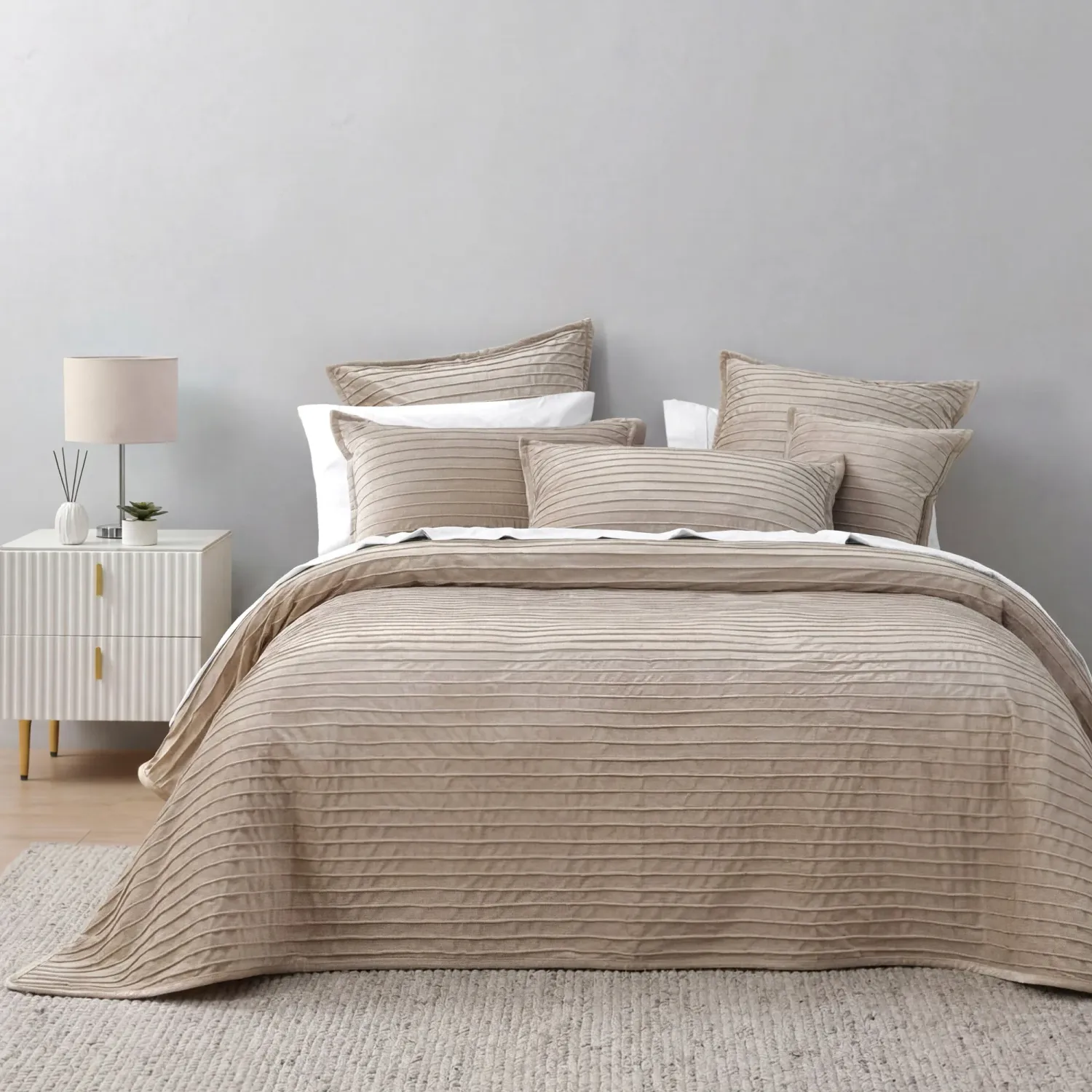 Bianca Saphira Coverlet Set – Latte: Super King Bianca Saphira Coverlet Set – Latte: Super King