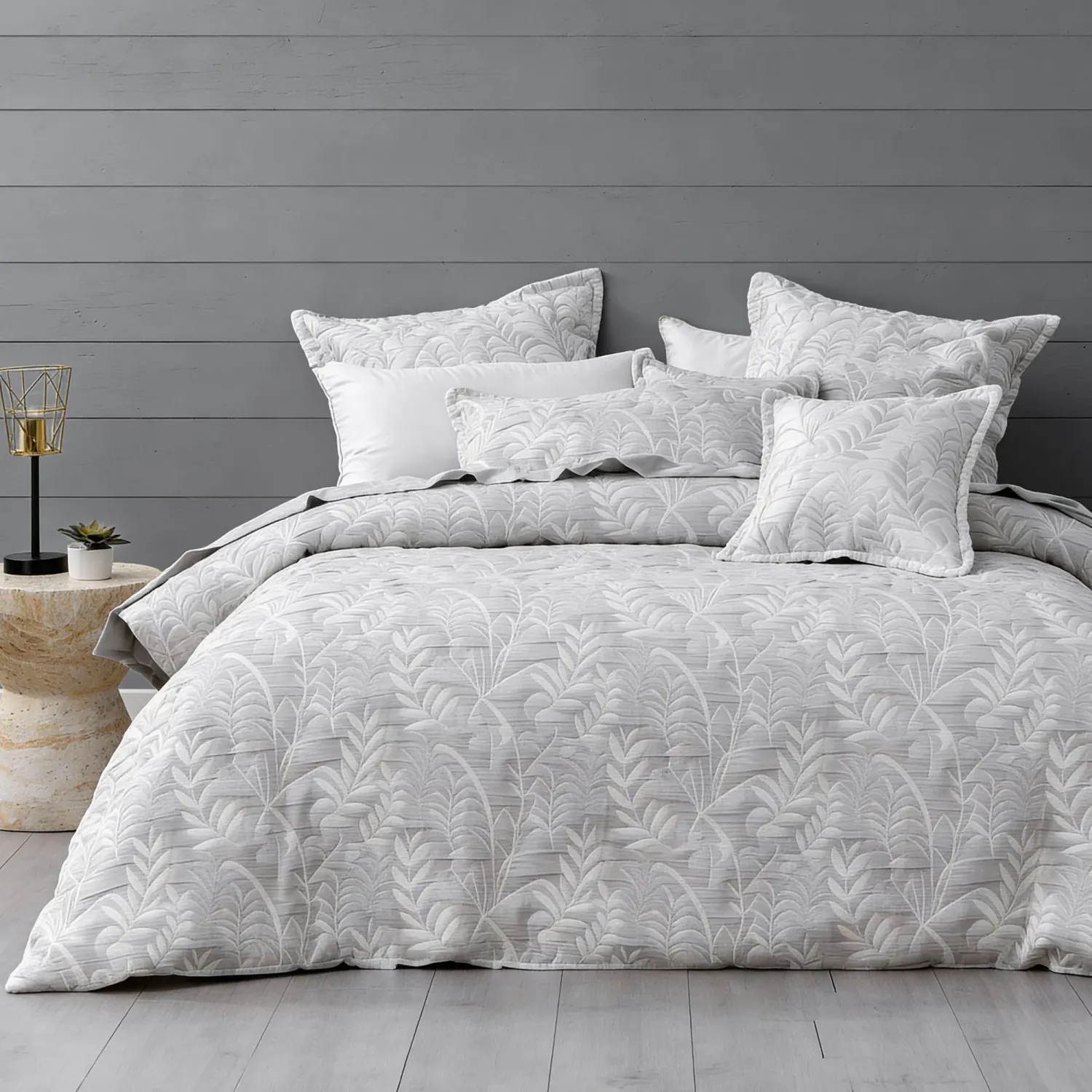 Bianca Ember Quilt Cover Set – Grey: Queen