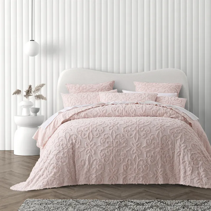 Bianca Ella Blush Bedspread Set: King Bianca Ella Blush Bedspread Set: King