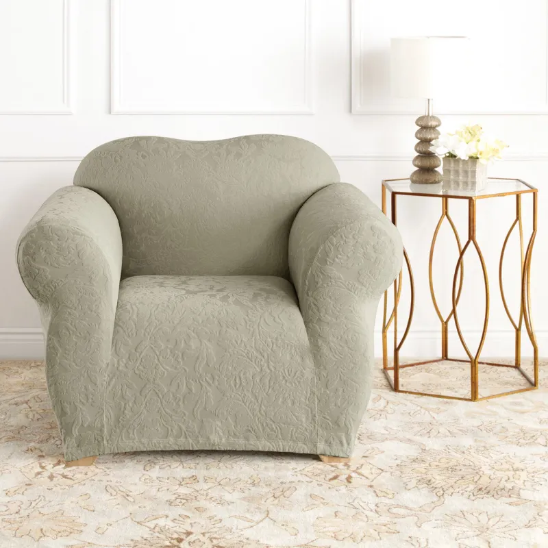 Surefit Stretch Jacquard Damask Slipcover – Sage (1 Seater)