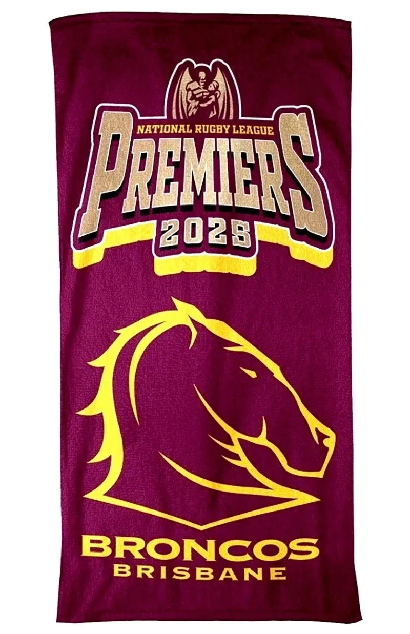 Brisbane Broncos 2025 Premiers Beach Towel Official NRL Grand Final