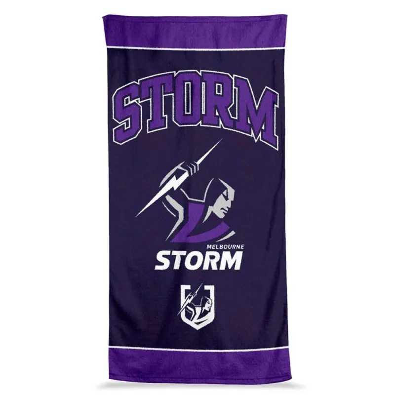 Melbourne Storm Jumbo Beach Towel. Official NRL Team Logo