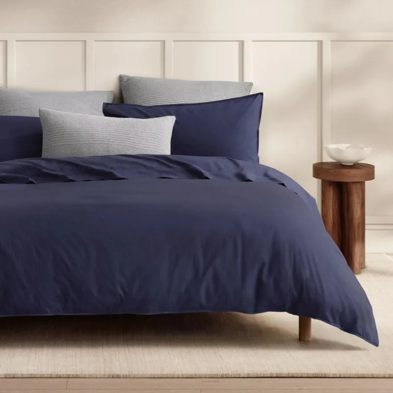 Sheridan Bayley Deep Sea Washed Percale Quilt Cover Set: King