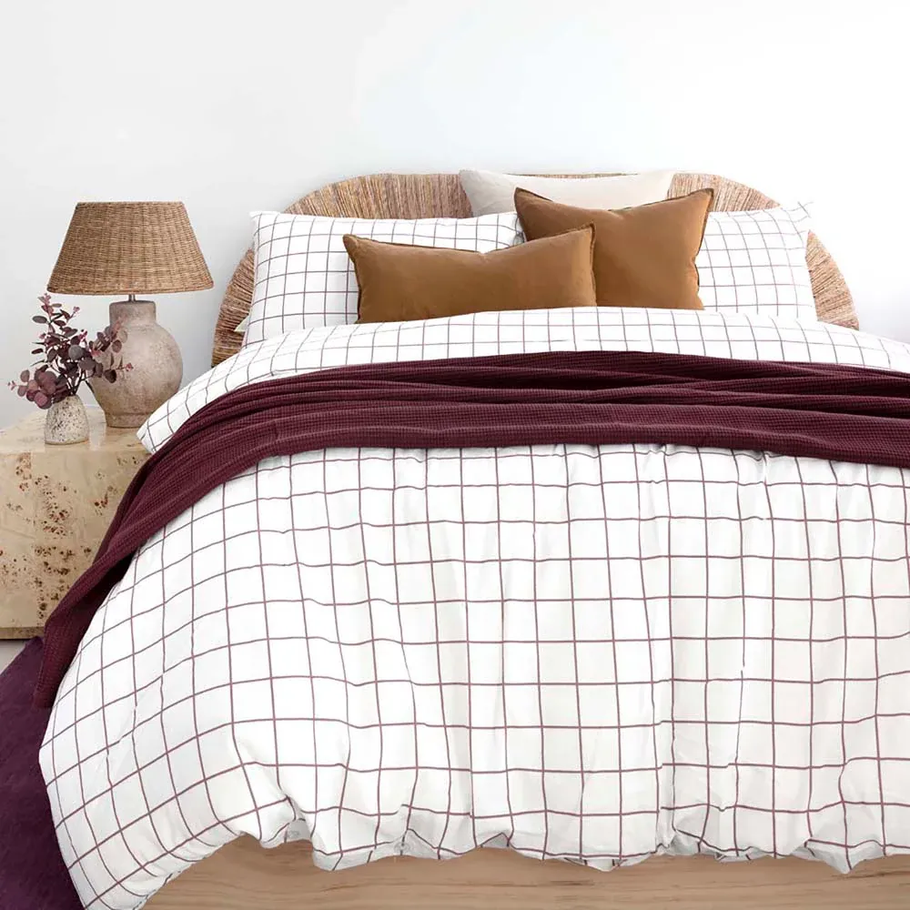 Bambury Grid Boysenberry Flannelette Quilt Cover Set: King