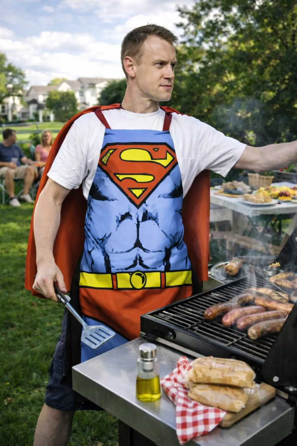 Superman Cape Apron – Adult Men's BBQ &amp; Cooking Apron – Cotton