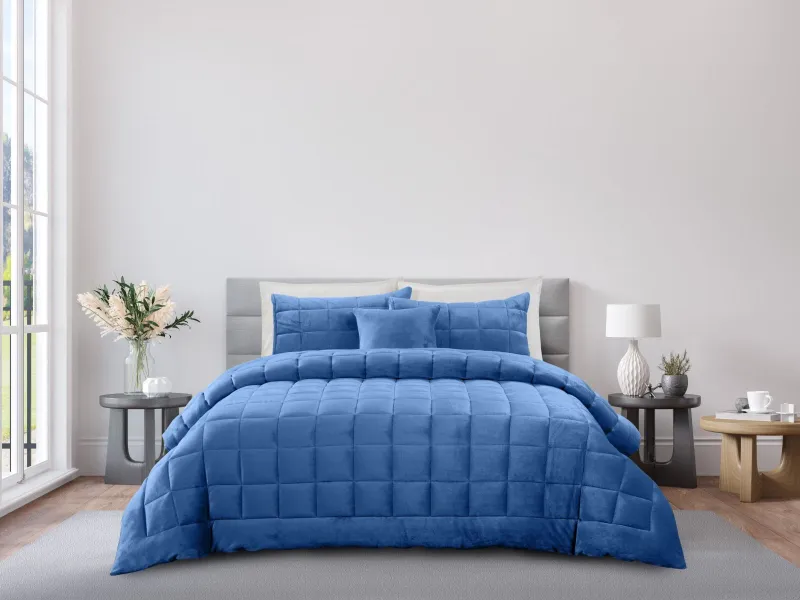 Odyssey Living  Deluxe Faux Fur Denim Comforter Set: Queen