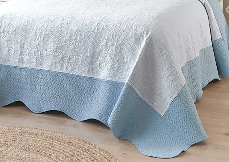 Georges Celeste Powder Blue Trim Bedspread Set: Double