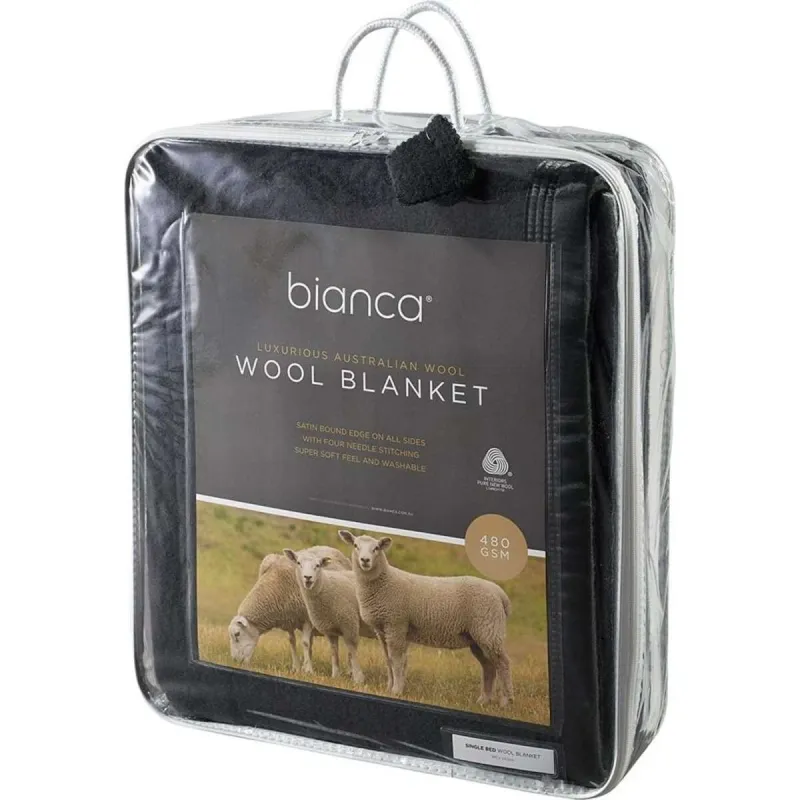 Bianca Australian Wool Blanket – Charcoal: King