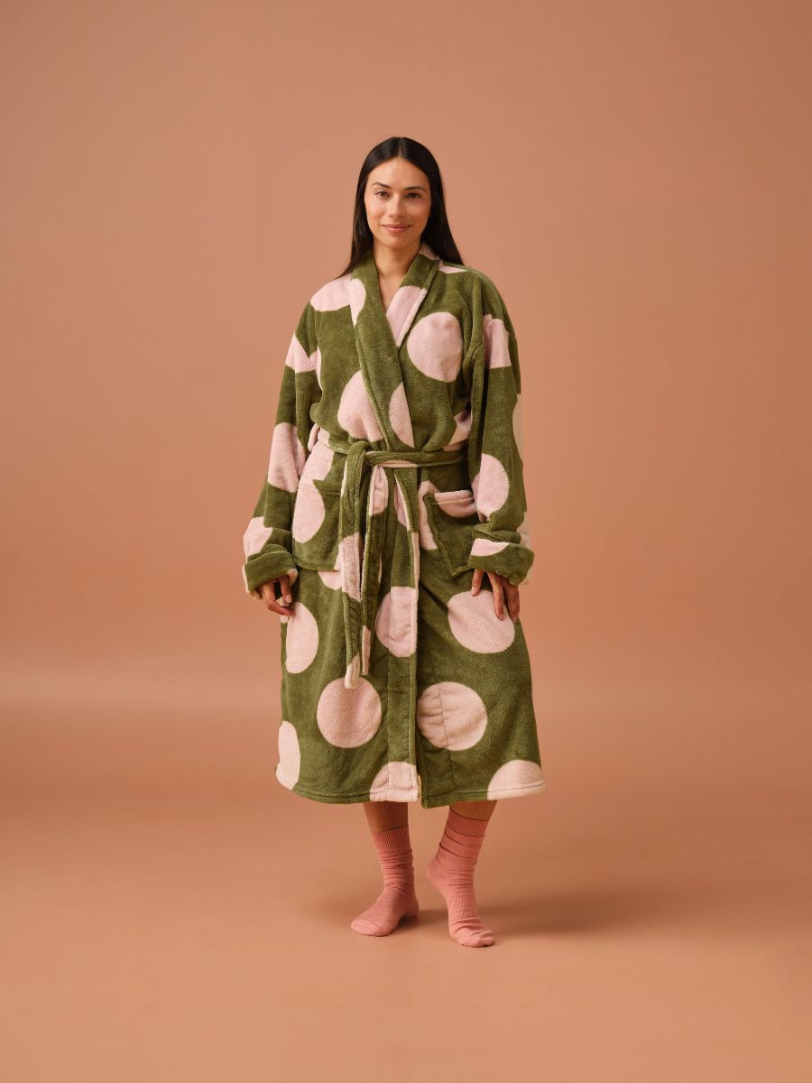 Linen House Plush Pluto Olive Robe