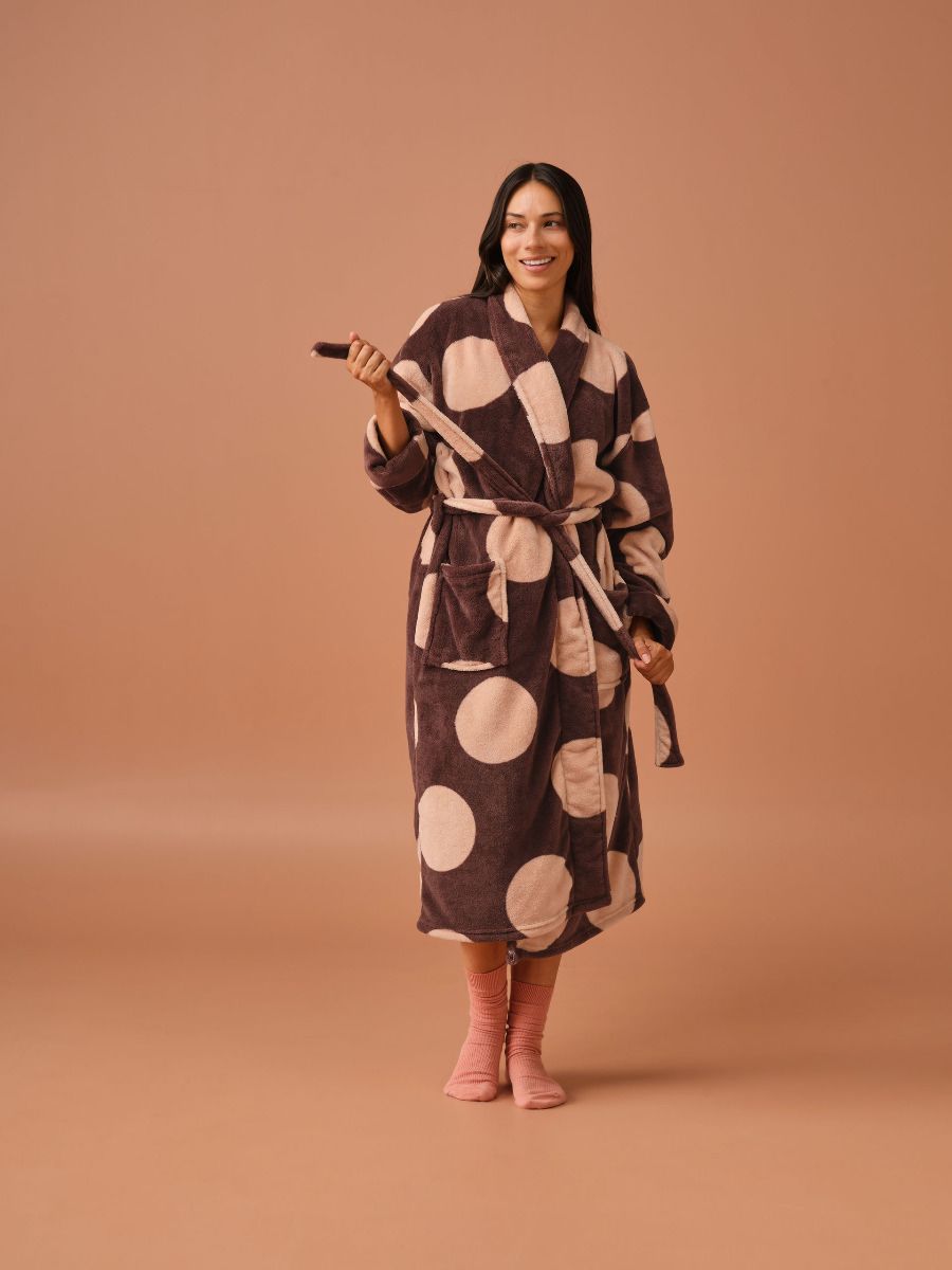 Linen House Plush Pluto Chocolate Robe