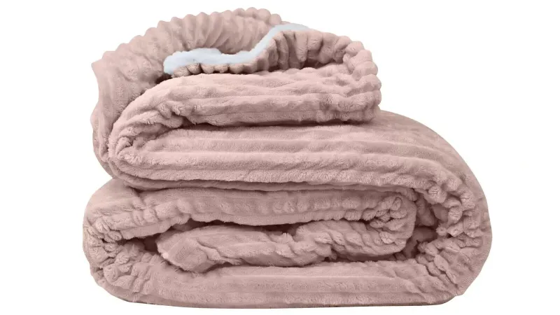 Bas Phillips QUEEN New York Ribbed Blanket Dusty Rose