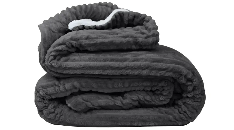 Bas Phillips QUEEN New York Ribbed Blanket Dark Haze