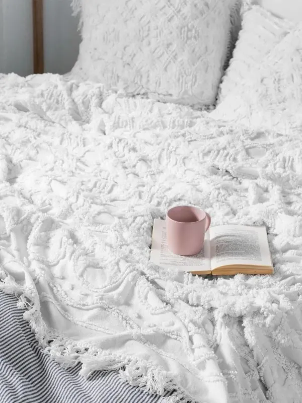 Linen House Somers White Bed Coverlet 6 Piece Cotton Bedspread Set