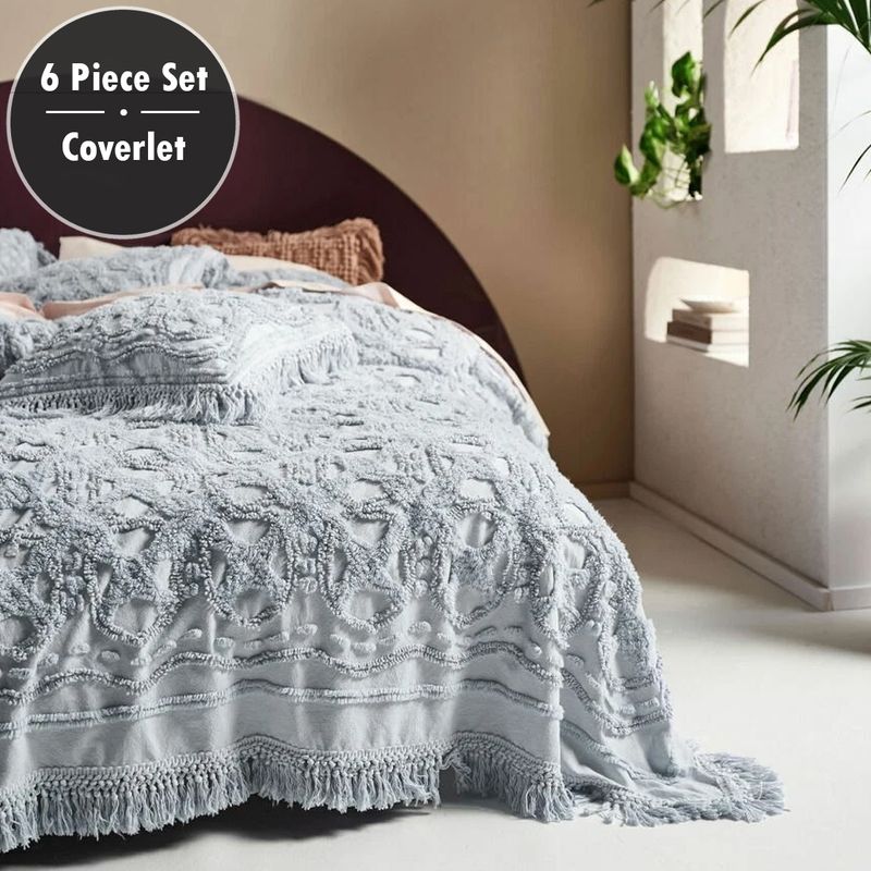 Linen House Somers Sky Bed Coverlet 6 Piece Cotton Bedspread Set