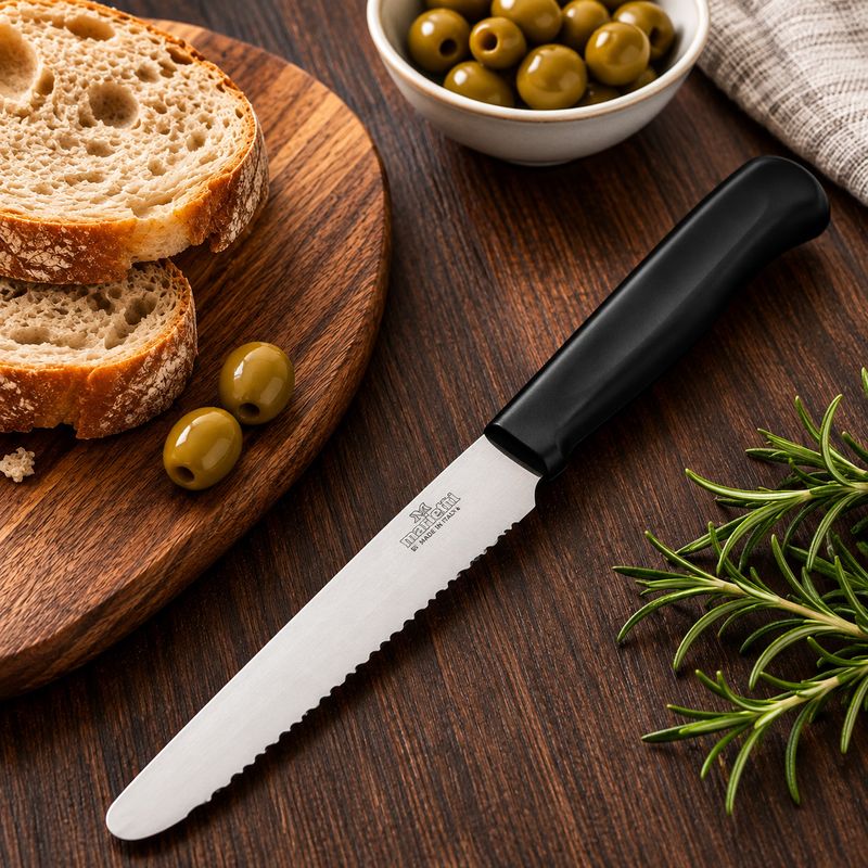Marietti Table Knife 6pcs Blister Black Handle – Taglientissimi – Made in Italy