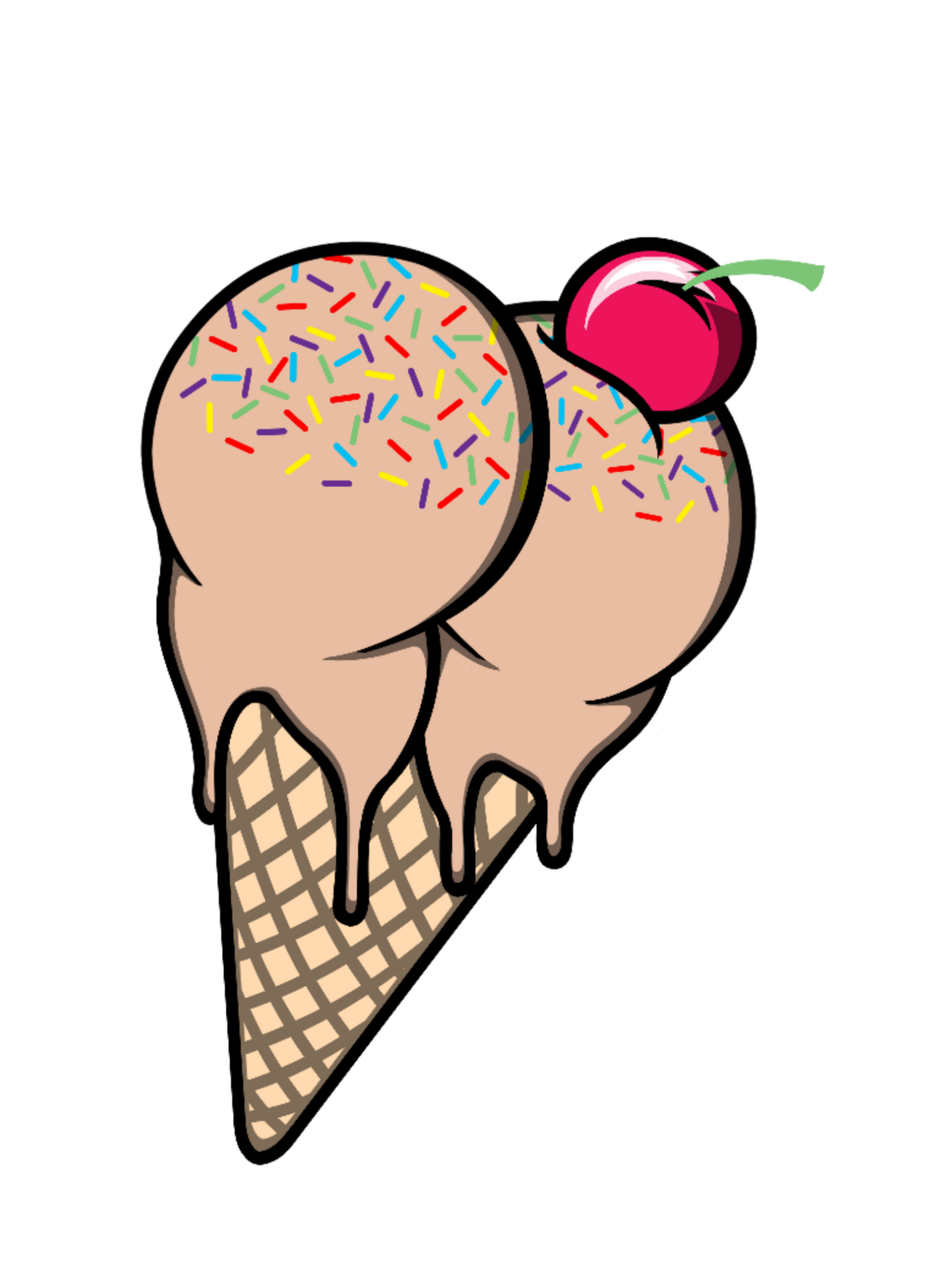Ice Cream Booty Sticker - Tan Glitter 