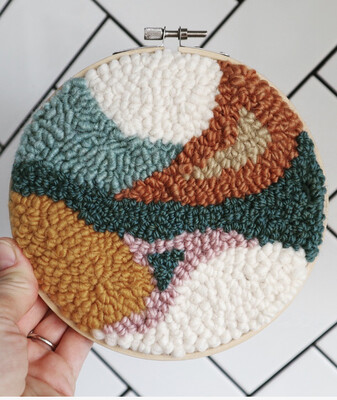 Abstract Punch Needle Artwork On 6 Inch Embroidery Hoop