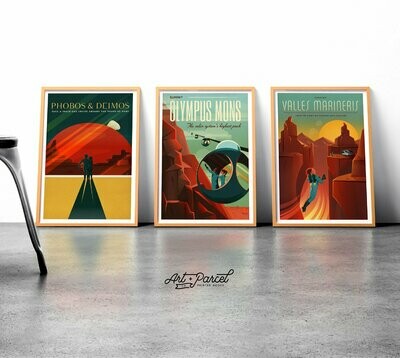 SpaceX Retro Mars Travel Posters