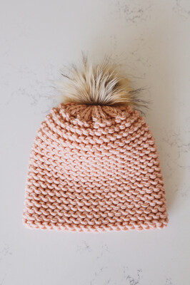 Cloche w/ Snap On|Off Natural Faux Pom - Millennial Pink