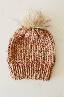Beanie | Toque w/ Snap On|Off Honey Faux Pom - Jam Cookie