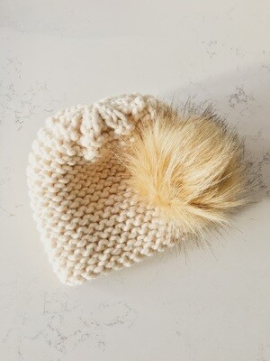 Youth Cloche Toque w/ Snap On|Off Faux Tan Pom - Fisherman