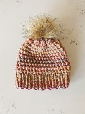 Youth Popcorn Toque w/ Snap On|Off Tan Faux Pom - Spice Market
