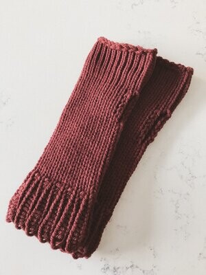 Knit Fingerless Gloves - Wine