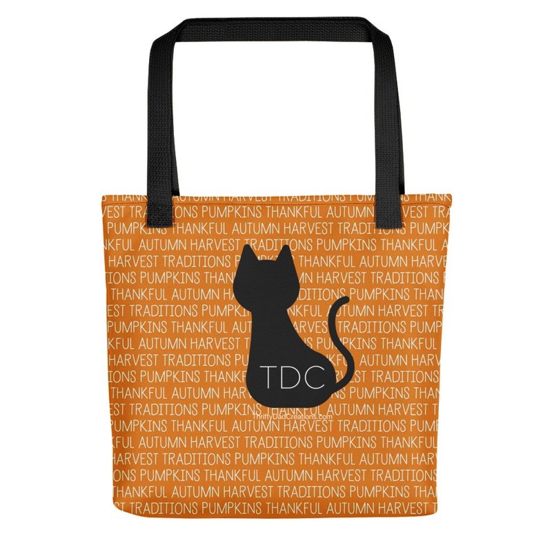 Halloween black cat tote bag