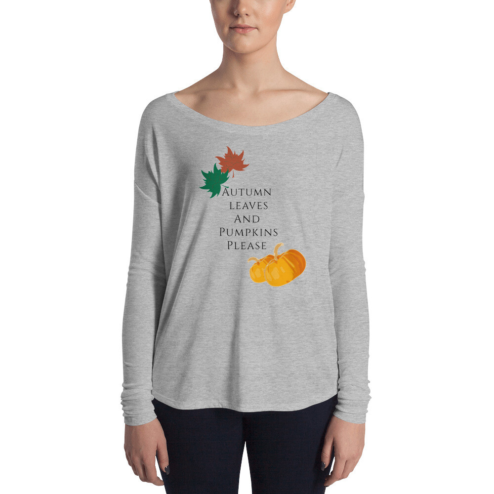 Ladies' Long sleeve Fall Autumn Shirt | Pumpkins and Leaves