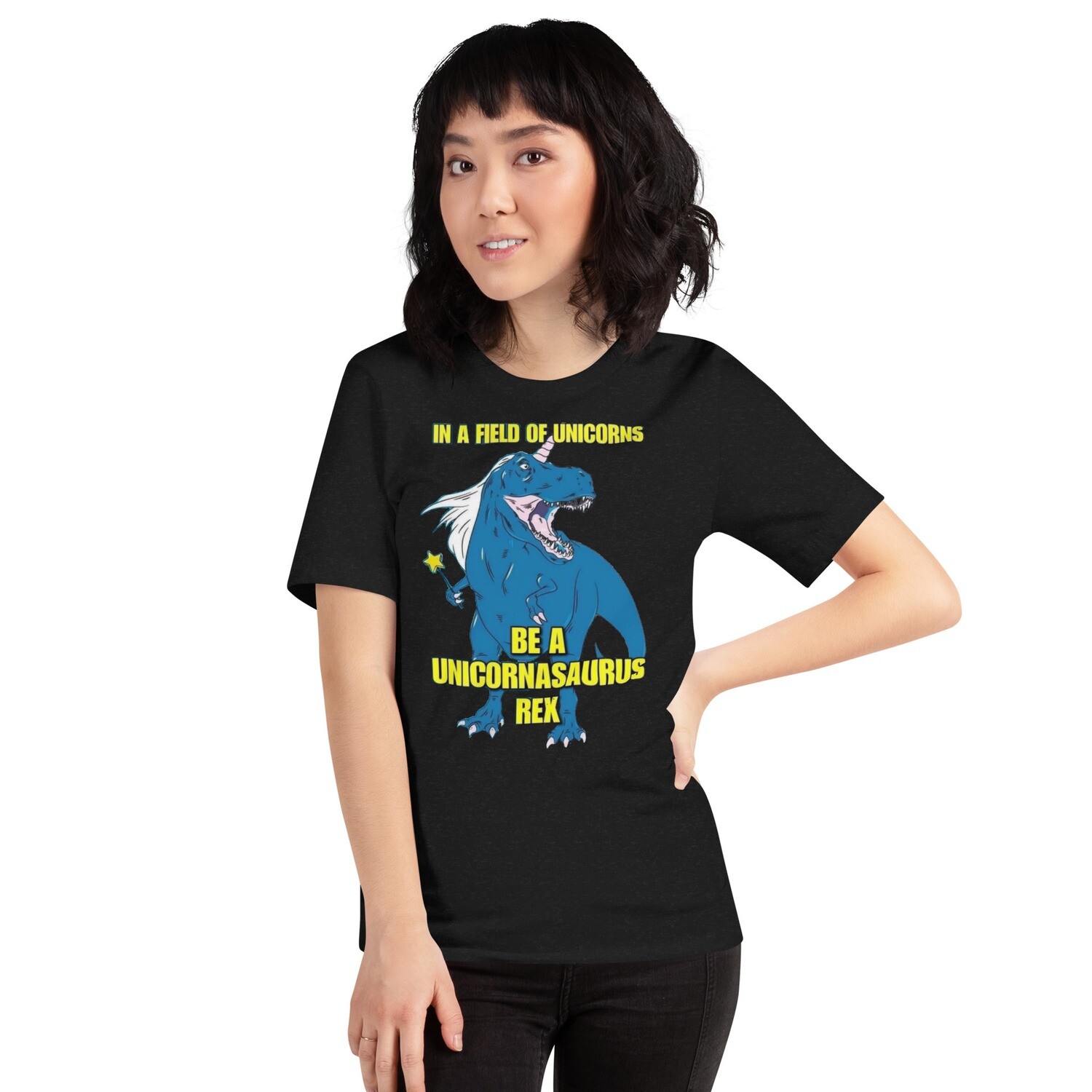 Unicornasaurus Short-Sleeve Unisex T-Shirt, Color: Black Heather, Size: XS