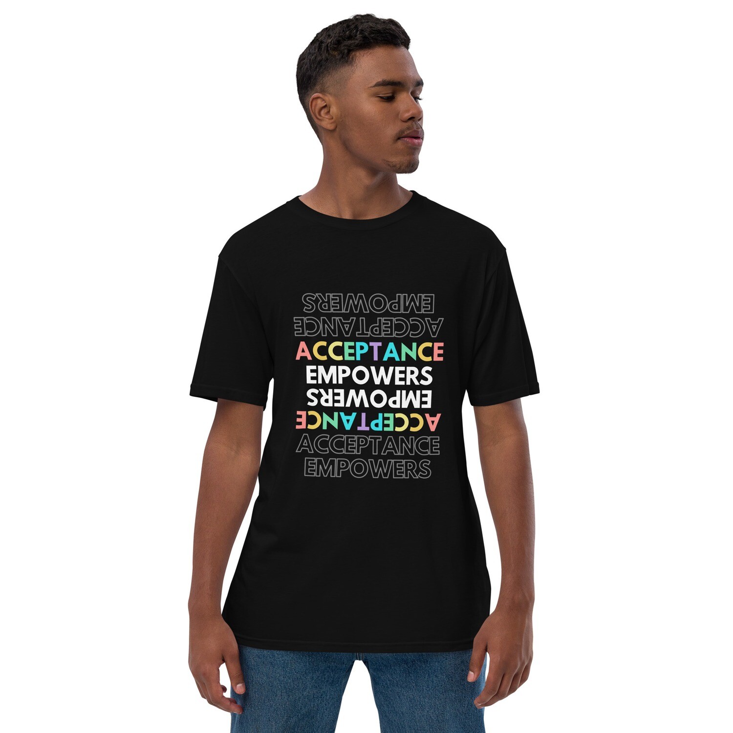 Acceptance Empowers Unisex premium viscose hemp t-shirt, Color: Caviar, Size: S