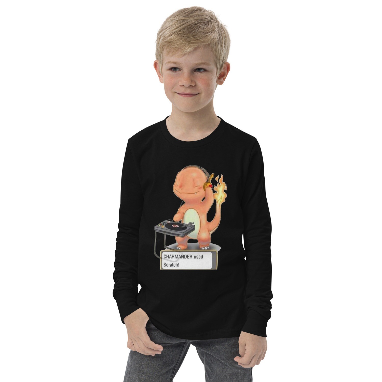 DJ Charmander Youth long sleeve tee, Size: S