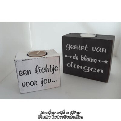 kaarsenhouder met spreuk blok (set van 2) kaarsenhouder met spreuk blok (set van 2)