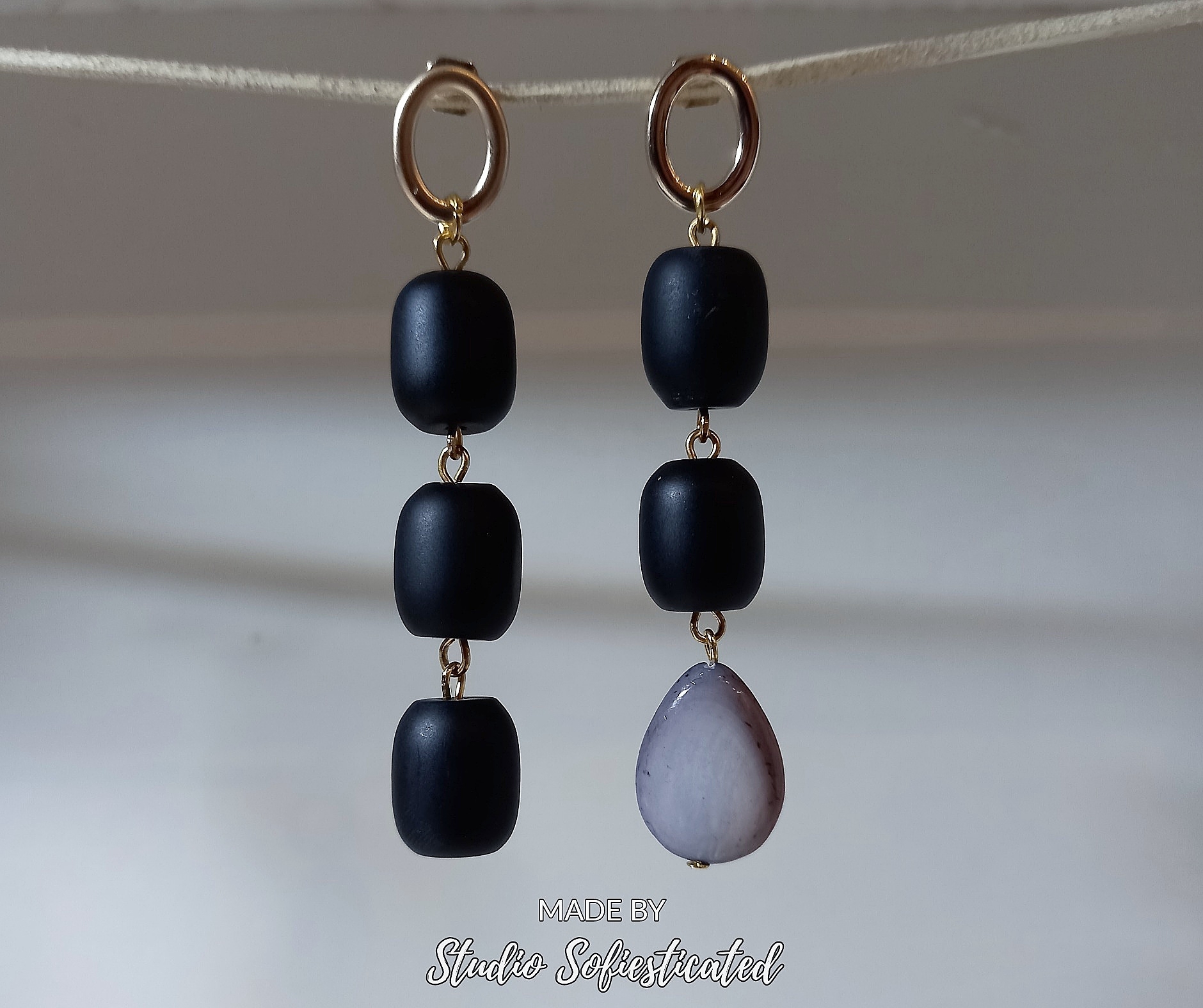 Oorringen zwarte onyx 00452