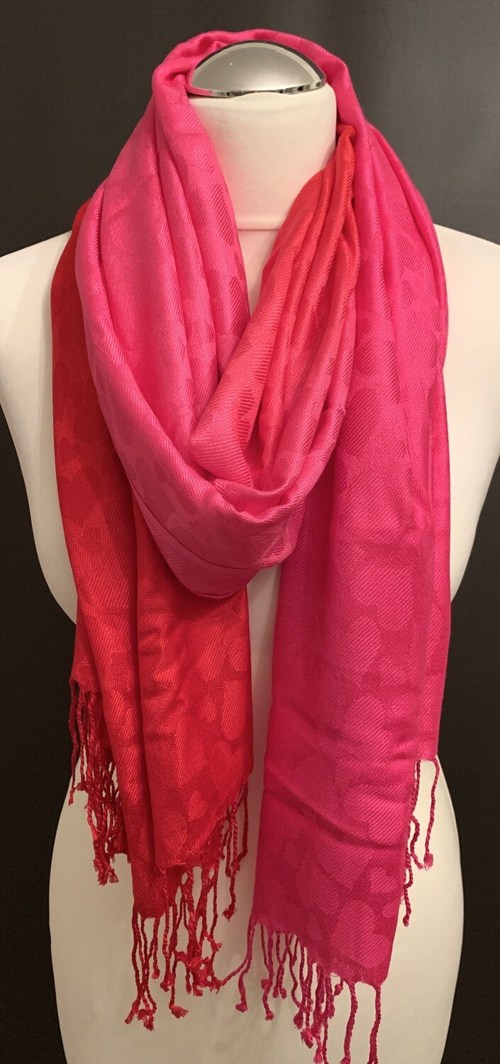 HOT PINK/RED FRINGED WRAP (W)