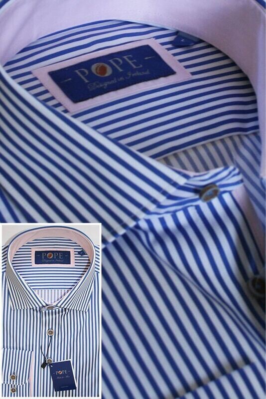 Large Blue Pin Stripe with Pink Inlay