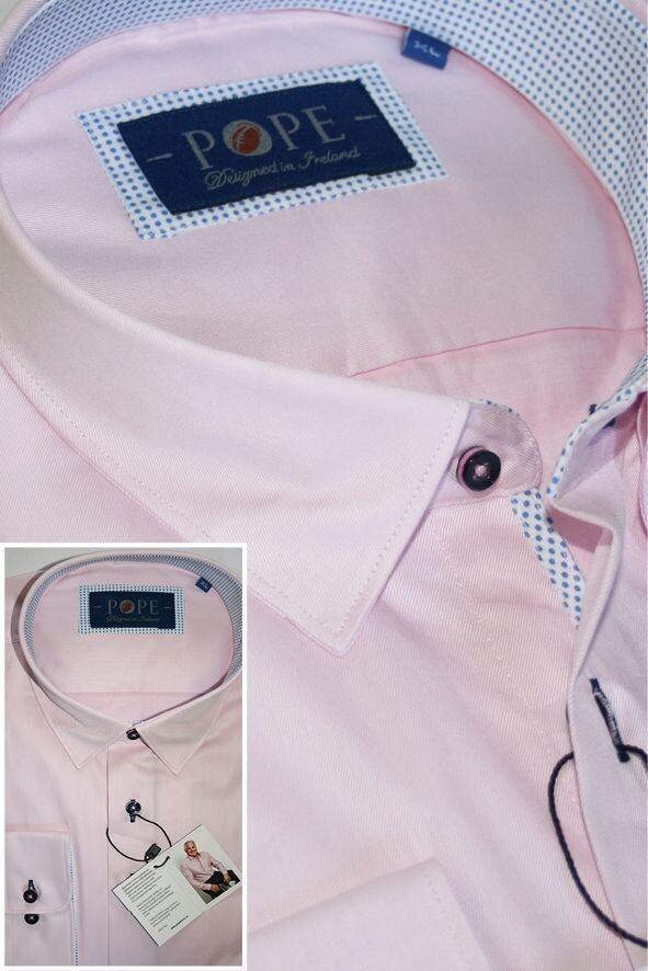 Plain Pink with Dot Inlay and Button Down Collar