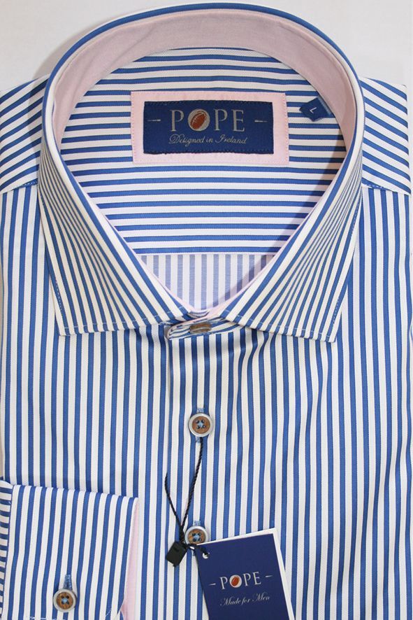 Large Blue Pin Stripe with Pink Inlay