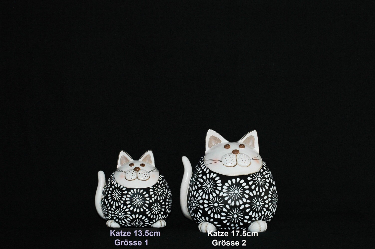 Katze 13.5 od. 17.5cm, modern, schwarz-weiss
