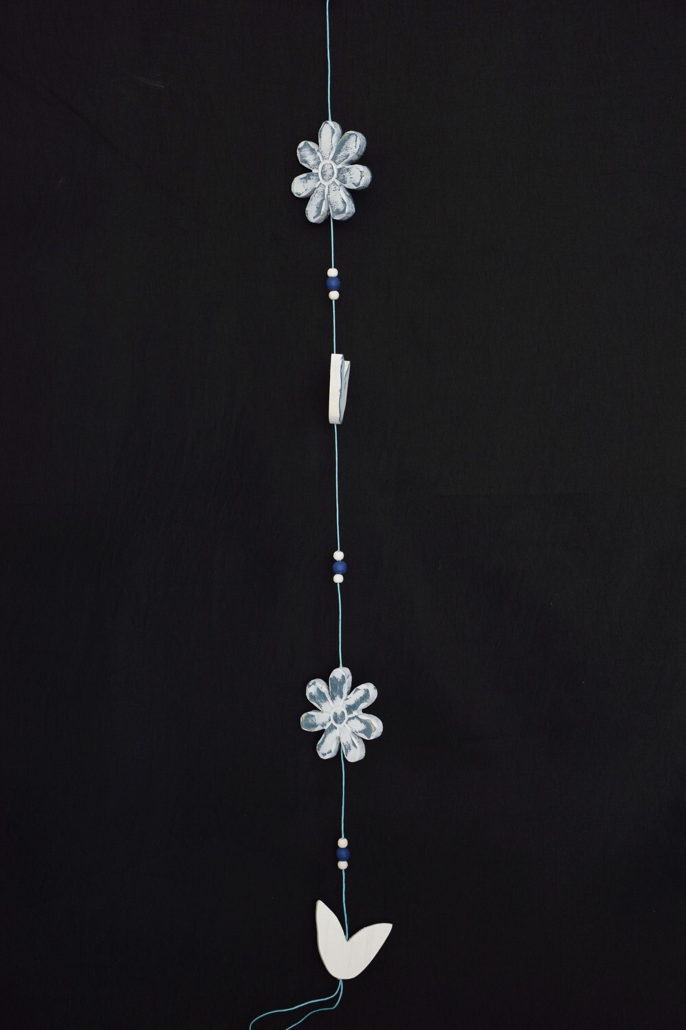 Blumengirlande,120cm,Holz, blau