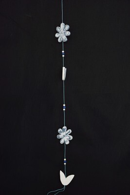 Blumengirlande,120cm,Holz, blau